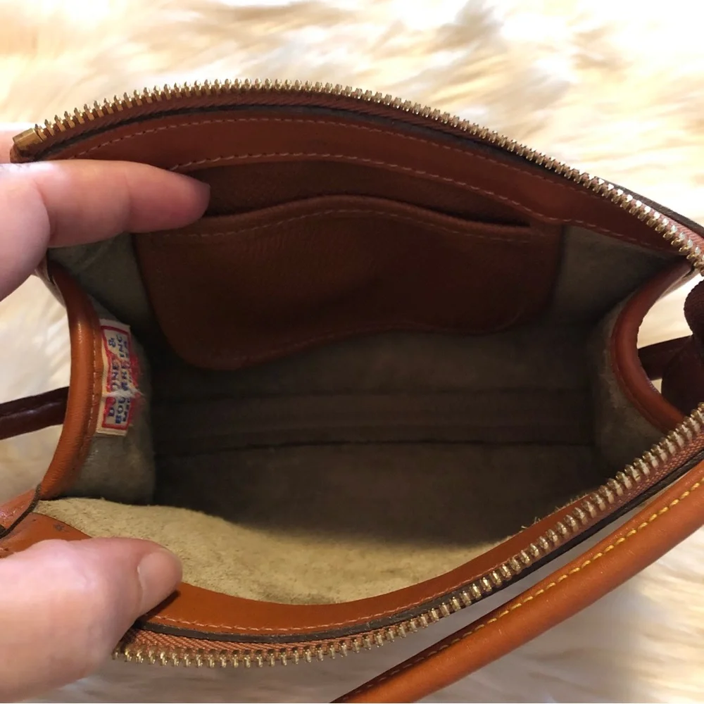 Dooney and Bourke taupe and tan leather mini crossbody bag purse - Picture 3 of 9
